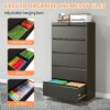 Modern 5 Drawer Steel Lateral File Cabinet With Lock For Legal / Letter / A4 / F4 Files - Gunmetal Black - Image 9