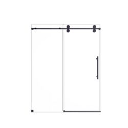 Frameless Single Sliding Shower Door With Clear Tempered Glass - Matte Black