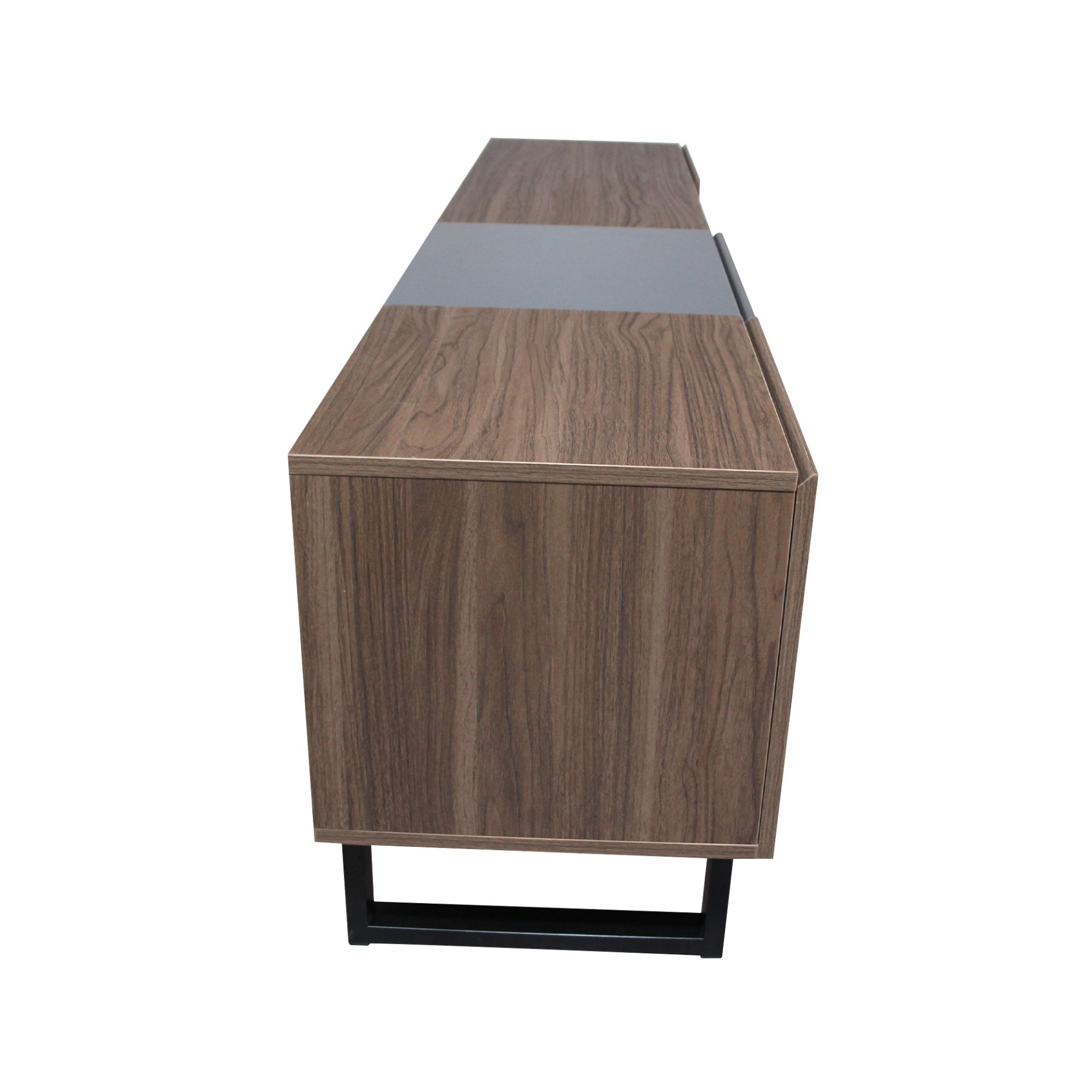 Modern TV With 3 Cabinets & Open Shelves, Color-Matching Media Console Table For Tvs Up To 80'', Entertainment Center With Drop Down Door For Living Room - Dark Brown - Image 18