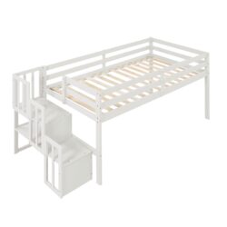 Loft Bed With Staircase - White