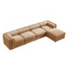 Modular Sectional Sofa With Storage Cylindrical Backrest And Armrests Deep Comfortable Seating Chenille 4 Seat L Shaped Sofa - Camel - Image 15