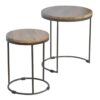 Round Stool Table With Iron Base (Set of 2) - Brown / Black - Image 2