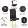 5 Pieces Dining Set Including Velvet High Back Golden Color Legs Nordic Dining Chair & Creative Design Dining Table - Black - Image 9