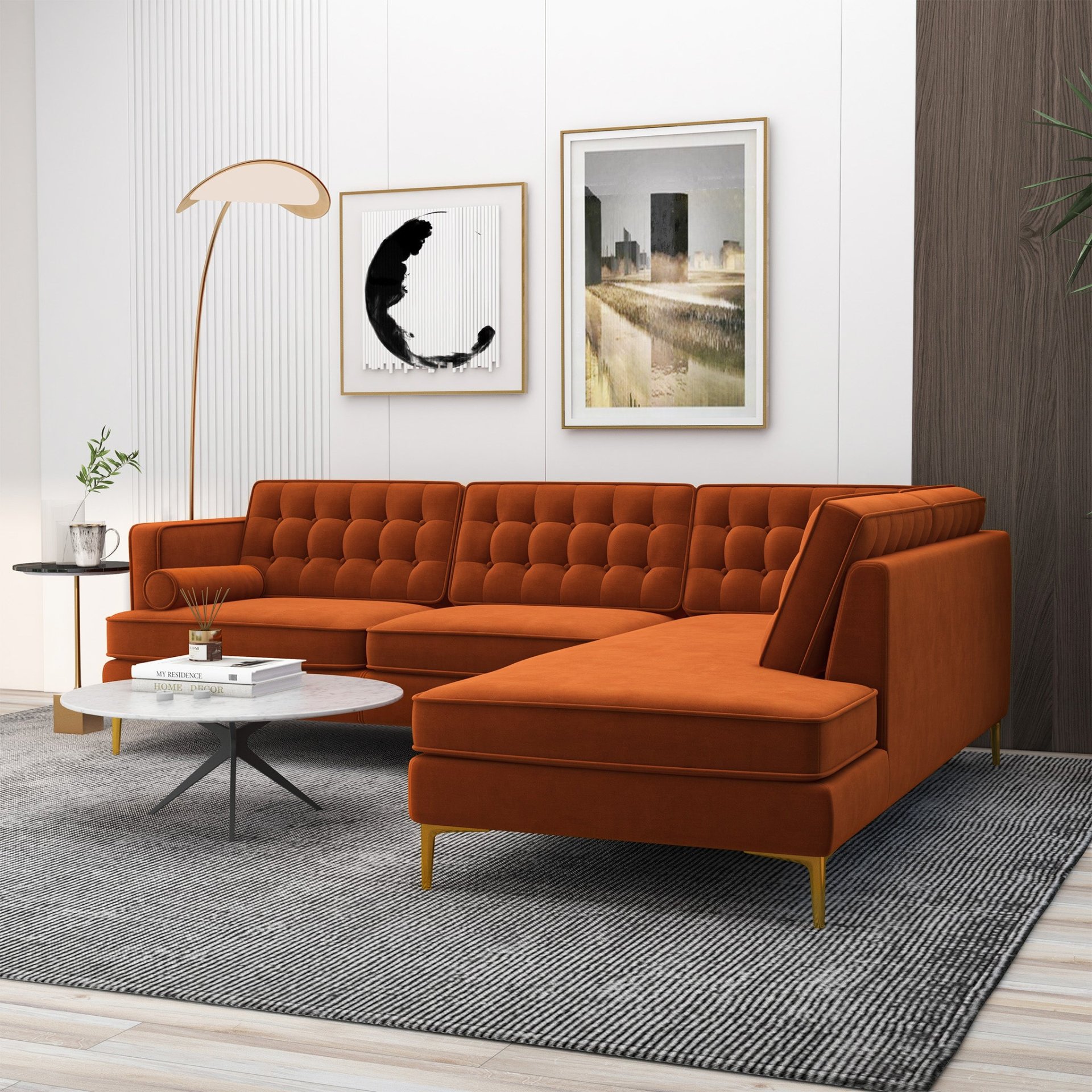 Brooke - Sectional Sofa Right Facing - Orange - Image 12