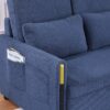 Percy - Teddy Velvet Sleeper Loveseat With Side Pockets - Navy - Image 6