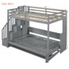 Full Over Full Size Murphy Bed With Hydraulic Lift & Desk Design - Gray - Image 19