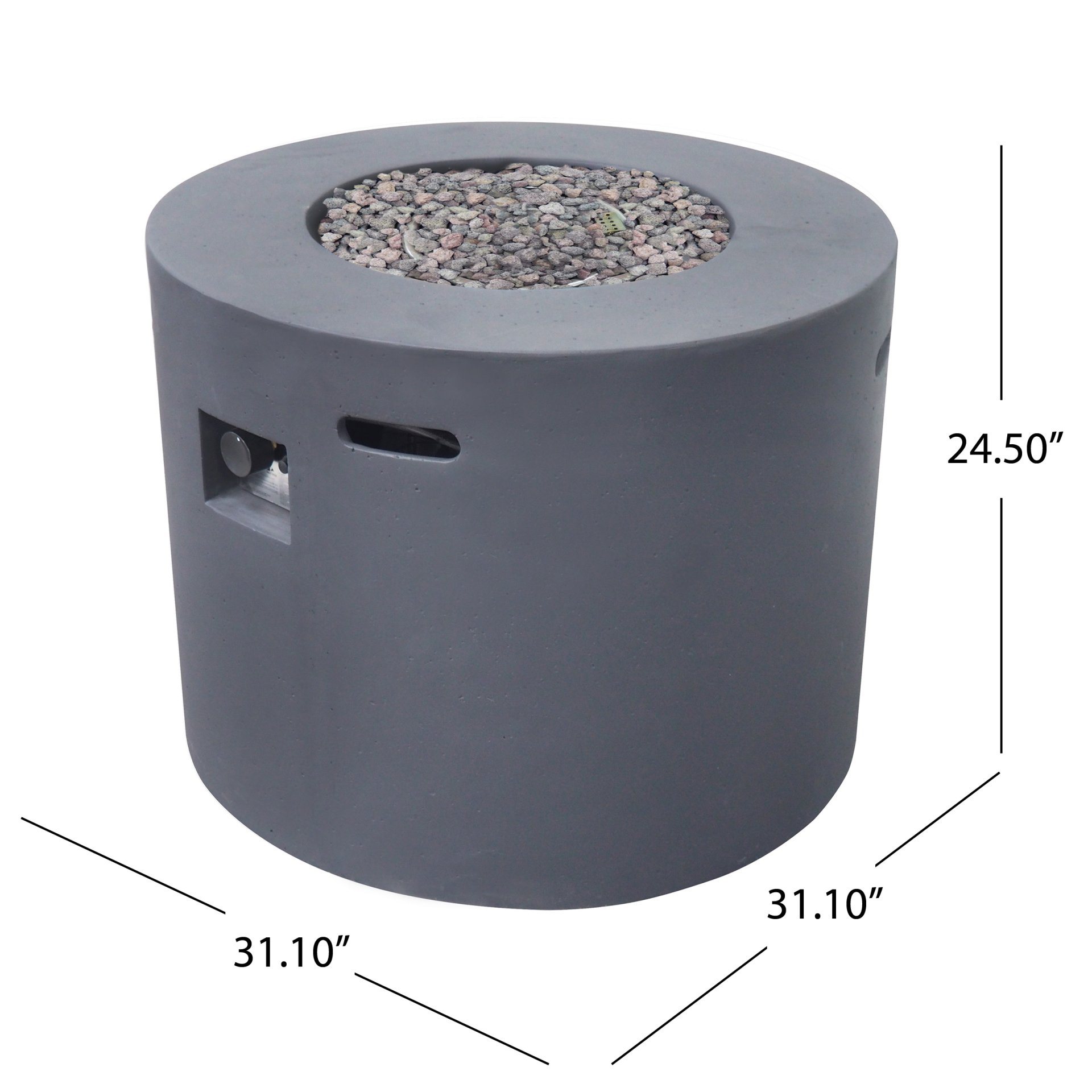 Contemporary 31" Round Fire Pit With 40, 000 Btu - Dark Gray - Image 3