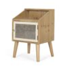 Contemporary End Table With Rattan Accents And Tempered Glass - Natural / White - Image 6