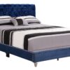 Button Tufted Upholstered Bed - Navy Blue - Image 9
