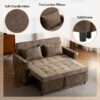 Loveseat Sofa Pull Out Sofa Bed Sleeper Sofa With A Reversible Backrest Cushion, Side Pockets, 2 USB Ports And A Phone Holder For Living Room - Brown - Image 7
