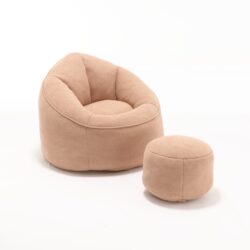 Bedding Bean Bag Sofa Chair High Pressure Foam Bean Bag Chair Adult Material With Padded Foam Padding Compressed Bean Bag With Footrest - Tan