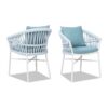 Maiden - Barrel Back Aluminum & Rope Outdoor Patio Dining Chair, Sunproof Olefin (Set of 2) - Sky Blue - Image 2