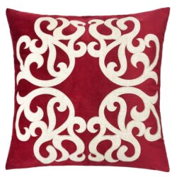 Dora - Vintage Vine Pillow Cover With Matching Back - Red