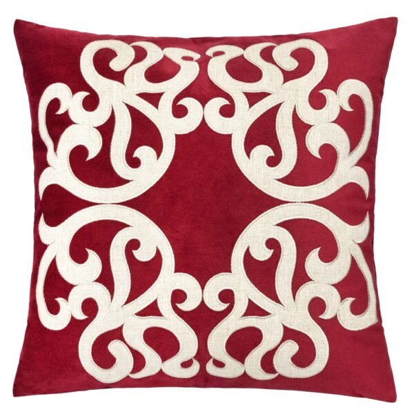 Dora - Vintage Vine Pillow Cover With Matching Back - Red