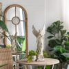 Round Wooden Table With Metal Scrollwork Legs - White Washed - Image 5