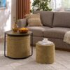 Multi Functional Combination Set Table Ottoman With Drum Stool And Storage Space Foam - Dark Yellow - Image 7