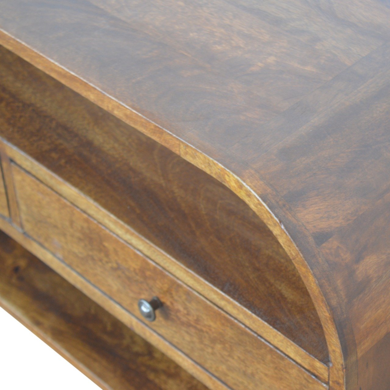 Curved Edge Media Unit With 2 Drawers - Chestnut - Image 5