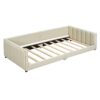 Queen & Twin Long Size Upholstered Platform Bed, Mother & Child Bed - Beige - Image 5