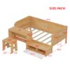 Twin Size Daybed With Storage Shelves And Lockers, Multi Functional Bed With Study Desk And Matching Stool - Natural - Image 8