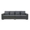 4 Seater Modern Linen Sofa With Armrest Pockets And 4 Pillows, Minimalist Style Couch - Dark Gray - Image 22