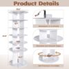 6 Tier Spinning Shoe Rack, Free Standing 360° Revolving Shoe Organizer - White - Image 6
