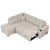 Sleeper Sofa Bed, 2 In 1 Pull Out Sofa Bed L Shape Couch With Storage Ottoman For Living Room, Bedroom Couch And Small Apartment - Beige - Image 17