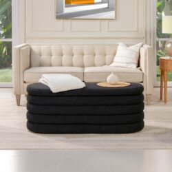 Fuji - Upholstered Oval Storage Bench - Ebony Black
