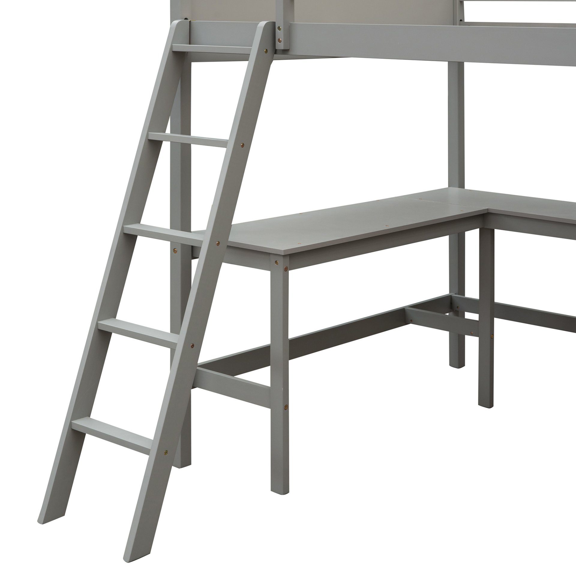 Full Size Loft Bed With Shelves With Desk - Gray - Image 19
