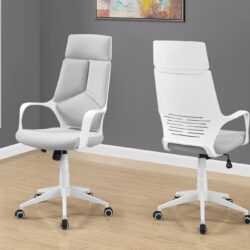 Office Chair, Adjustable Height, Swivel, Ergonomic, Armrests, Modern - White