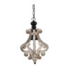 Farmhouse Chandeliar Distressed Pendant French Country Wood Chandelier For Living Room Foyer, Bulb Not Included - Antique Cream - Image 2