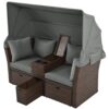 2 Seater Outdoor Patio Daybed Outdoor Double Daybed Outdoor Loveseat Sofa Set With Foldable Awning And Cushions For Garden, Balcony, Poolside - Gray - Image 19