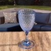 Stylish Diamond Cut Plastic Wine Glasses (Set of 4) (12Oz) Bpa Free, Unbreakable, Elegant Acrylic Wine Glasses - Blue - Image 4