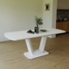 Modern Industrial Style Expandable Dining Table With U Shaped Legs - Antique Gray White - Image 2