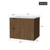 24" Wall Mount Bathroom Vanity Cabinet With - White Basin Sink Combo Floating - Walnut - Image 3