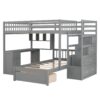 Full Over Twin Bunk Bed With Desk, Drawers And Shelves - Gray - Image 5