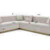 Contemporary Vertical Channel Tufted Velvet Sectional Sofa For Living Room With 4 Pillows - Beige - Image 7