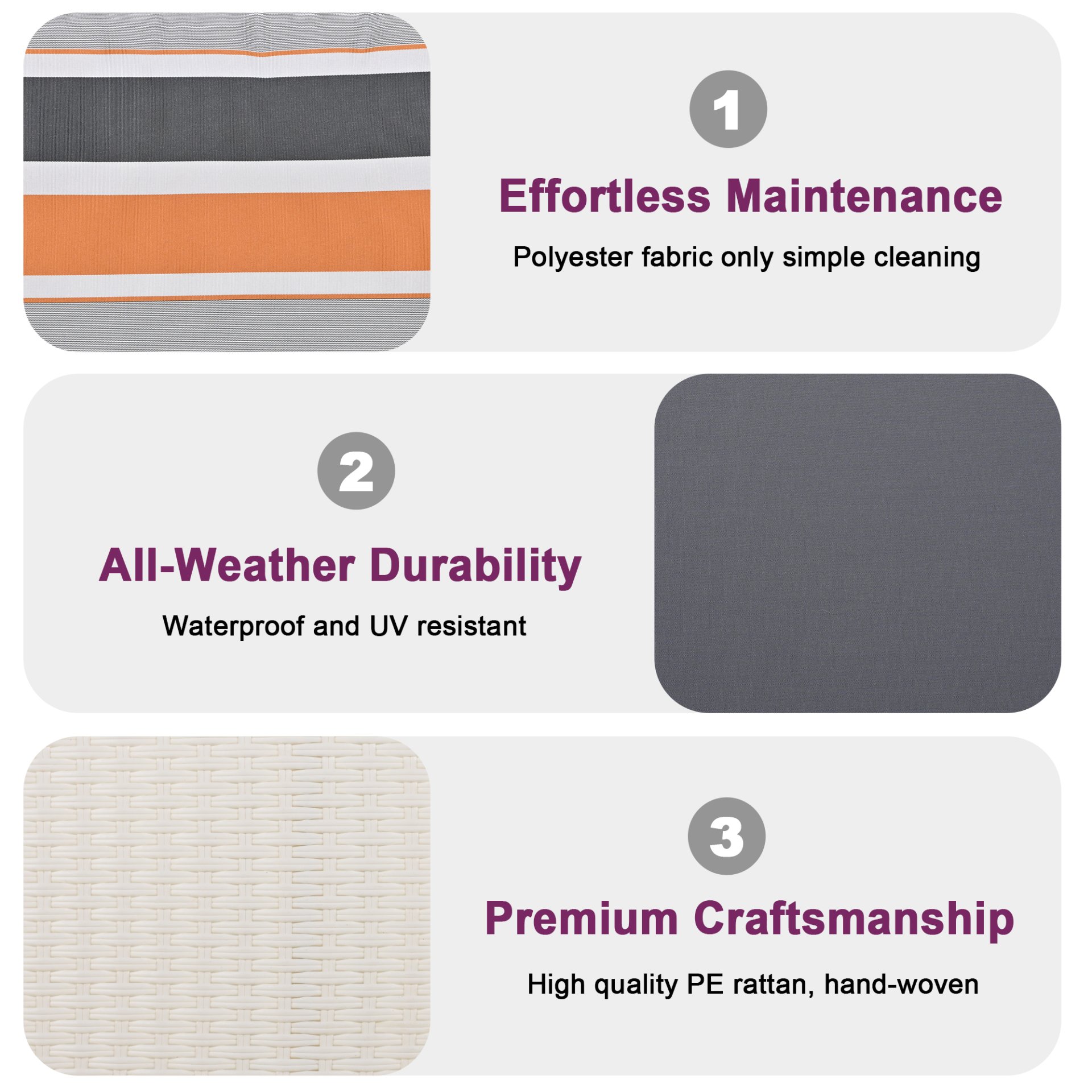 PE Wicker Porch Swing, 2 Seater Hanging Bench With Chains, Patio Furniture Swing For Backyard Garden Poolside - White / Gray - Image 12