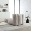 Modern Indoor Fluffy Bean Bag Chair With Memory Foam And Ottoman Super Soft Velvet - Light Gray - Image 10