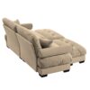 Modern 2 Seater Sofa With Ottoman And Round Bolster Armrests - Camel - Image 13