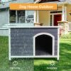 Medium Wooden Outdoor Dog House, Waterproof Roof, Elevated Floor - Gray - Image 6