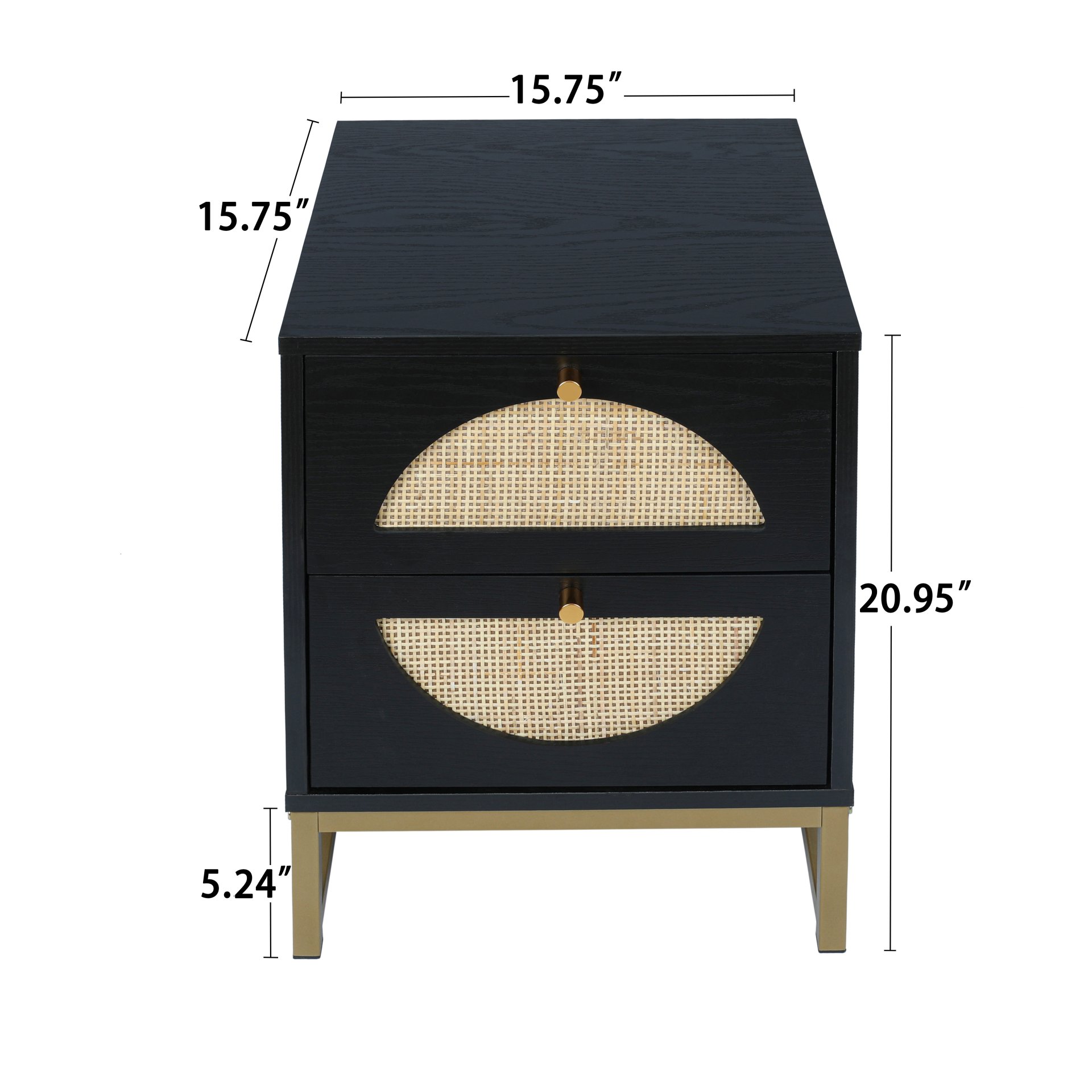 Allen - 2 Drawer Side Table, Display Rack For Bedroom And Living Room, Nightstand Side Table Bedroom Storage Drawer Bedside End Table - Black / Beige - Image 7