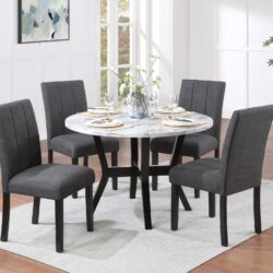 Kusa - 5 Piece Pack Dining Set With Engineering Stone Top - Black