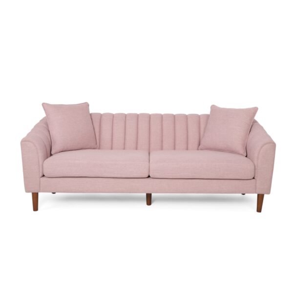 Contemporary 3 Seater Sofa With Plush Accents - Blush