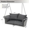 2 Person Hanging Seat, Rattan Woven Swing Chair, Porch Swing With Ropes - Gray / Cushion - Image 3