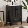 Retro Style Bathroom Vanity With Sink, Soft Closing Cabinet And Drawers - Black - Image 2