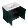 Contemporary Freestanding Bathroom Vanity With Resin Sink & Soft Close Cabinet Doors - Dark Green - Image 17