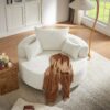 360 Degree Swivel Chair Accent Barrel Chair With Removable Pillows Chenille Fabric - Beige - Image 10