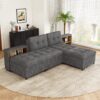 Versatile Sofa Bed Modular Sofa Free Combined Sofa With 2 Storage Racks - Dark Gray - Image 3