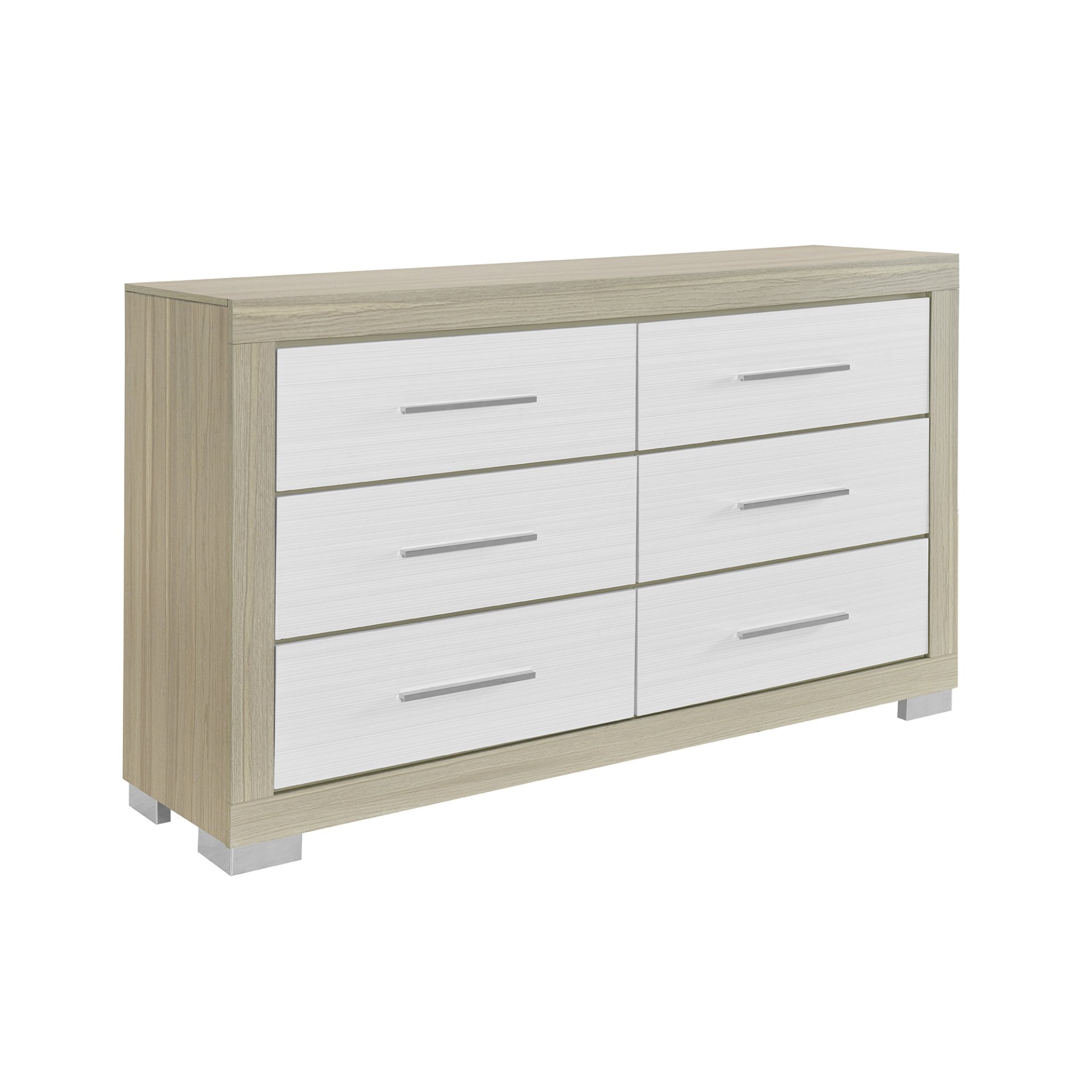 Messa - 5 Piece Queen Bedroom Set With Storage And LED - Natural / White - Image 5