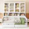 Full Size Daybed With Glass Door Storage Cabinets, Built In LED Lighting And Shelves - White - Image 21